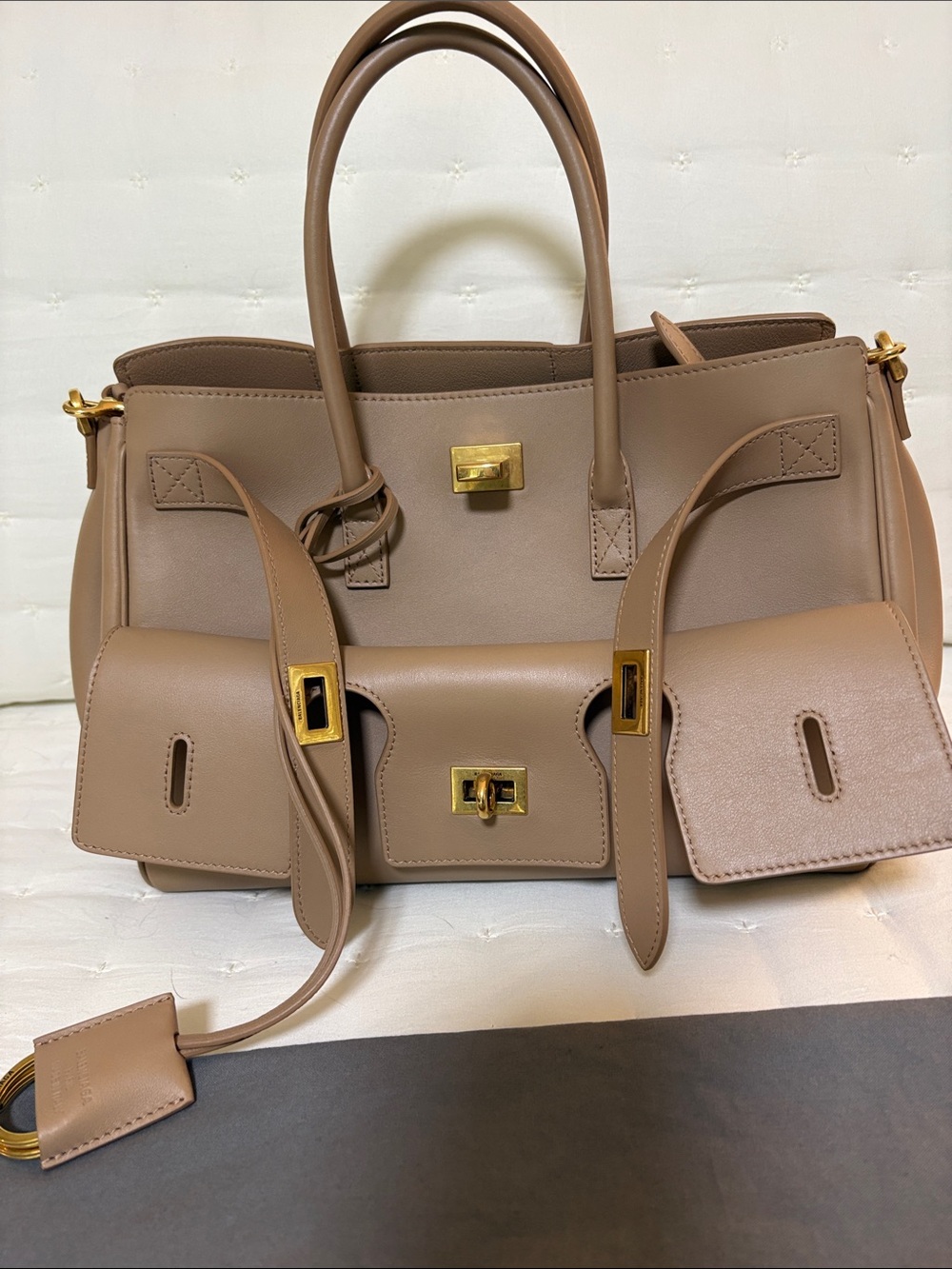 Balenciaga Bel Air Small in Natural Smooth Calf color Latte - Picture 2 of 11